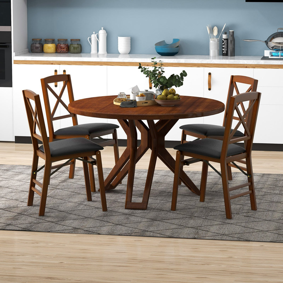 Set of 2 Folding Dining Chairs with 400 LBS Capacity-Brown view 3