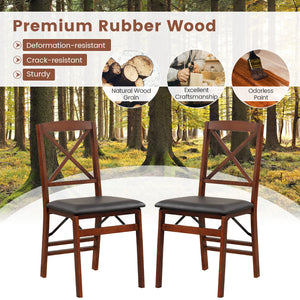 Set of 2 Folding Dining Chairs with 400 LBS Capacity-Brown view 5