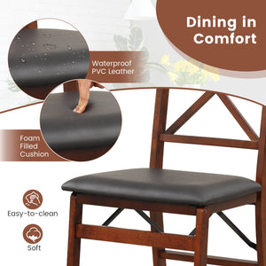 Set of 2 Folding Dining Chairs with 400 LBS Capacity-Brown view 7