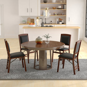 Set of 2 Folding Dining Chairs with Padded Seat and High Backrest-Brown view 3