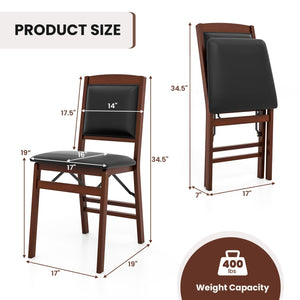 Set of 2 Folding Dining Chairs with Padded Seat and High Backrest-Brown view 4