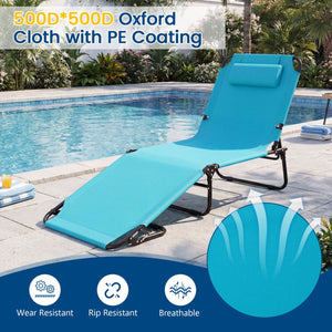 Set of 2 Folding Face Down Tanning Chair with Face Hole 3 Removable Pillows-Navy view 5
