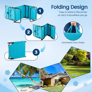 Set of 2 Folding Face Down Tanning Chair with Face Hole 3 Removable Pillows-Navy view 9