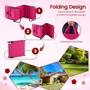 Set of 2 Folding Face Down Tanning Chair with Face Hole 3 Removable Pillows-Pink view 8