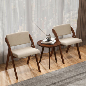 Set of 2 Folding Kitchen Dining Chairs with Rubber Wood Legs-Walnut view 2
