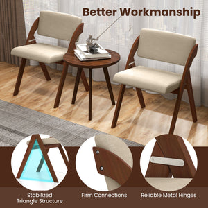 Set of 2 Folding Kitchen Dining Chairs with Rubber Wood Legs-Walnut view 7