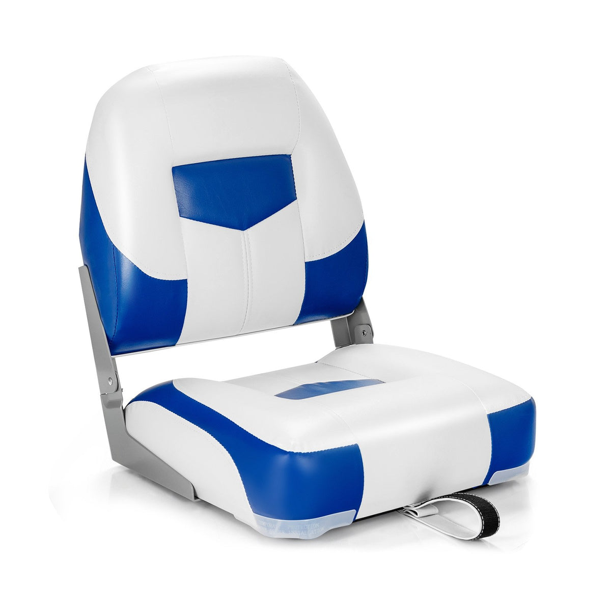 Set of 2 Folding Low Back Fishing Boat Seat with Stainless Steel Screws-Blue view 4