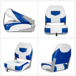 Set of 2 Folding Low Back Fishing Boat Seat with Stainless Steel Screws-Blue view 7