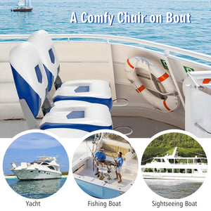 Set of 2 Folding Low Back Fishing Boat Seat with Stainless Steel Screws-Blue view 8