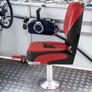 Set of 2 Folding Low Back Fishing Boat Seats with Stainless Steel Screws-Red view 3
