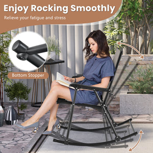 Set of 2 Folding Rocking Chair with Breathable Seat Fabric-Brown view 7