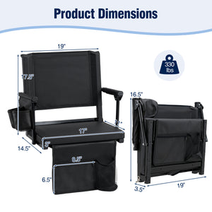 Set of 2 Folding Stadium Seat with Cup Holders and Pockets-Black view 5