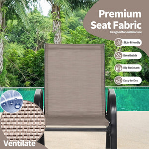 Set of 2 Heavy-Duty Metal Patio Rocking Chair with Breathable Seat Fabric-Brown view 5