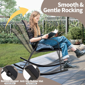 Set of 2 Heavy-Duty Metal Patio Rocking Chair with Breathable Seat Fabric-Brown view 6