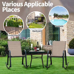 Set of 2 Heavy-Duty Metal Patio Rocking Chair with Breathable Seat Fabric-Brown view 8