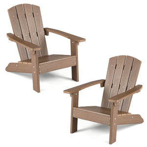 Set of 2 Kid's Adirondack Chair with with High Backrest and Armrests-Brown