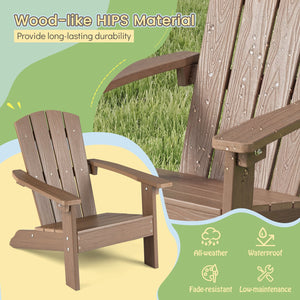Set of 2 Kid's Adirondack Chair with with High Backrest and Armrests-Brown view 5
