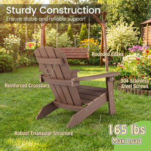 Set of 2 Kid's Adirondack Chair with with High Backrest and Armrests-Brown view 6