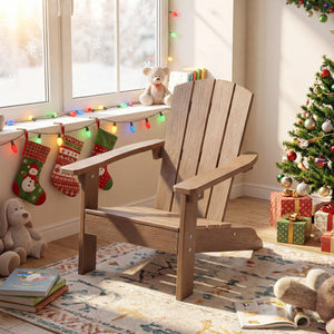 Set of 2 Kid's Adirondack Chair with with High Backrest and Armrests-Brown view 9