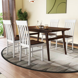 Set of 2 Kitchen Armless Dining Chairs with Slatted High Backrests-White view 3