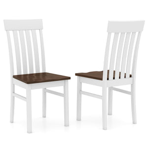 Set of 2 Kitchen Armless Dining Chairs with Slatted High Backrests-White view 4