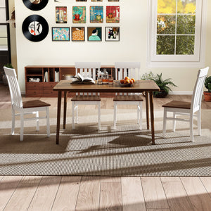 Set of 2 Kitchen Armless Dining Chairs with Slatted High Backrests-White view 6