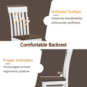 Set of 2 Kitchen Armless Dining Chairs with Slatted High Backrests-White view 8