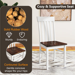 Set of 2 Kitchen Armless Dining Chairs with Slatted High Backrests-White view 9