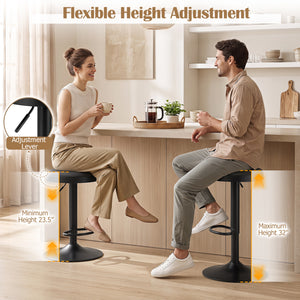Set of 2 Kitchen Bar Stools with Height Adjustment Padded Seat and D-Shaped Footrest-Black view 5