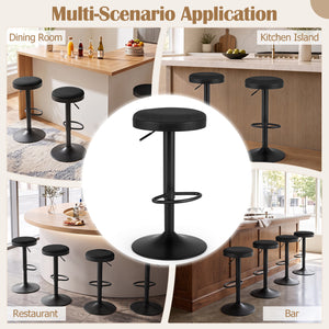 Set of 2 Kitchen Bar Stools with Height Adjustment Padded Seat and D-Shaped Footrest-Black view 7