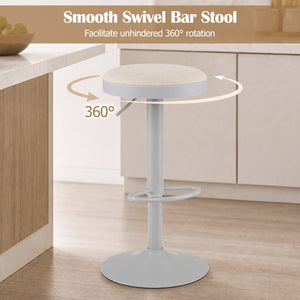 Set of 2 Kitchen Bar Stools with Height Adjustment Padded Seat and D-Shaped Footrest-Gray view 4