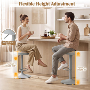 Set of 2 Kitchen Bar Stools with Height Adjustment Padded Seat and D-Shaped Footrest-Gray view 5