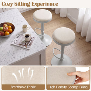 Set of 2 Kitchen Bar Stools with Height Adjustment Padded Seat and D-Shaped Footrest-Gray view 6