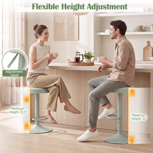 Set of 2 Kitchen Bar Stools with Height Adjustment Padded Seat and D-Shaped Footrest-Green view 5