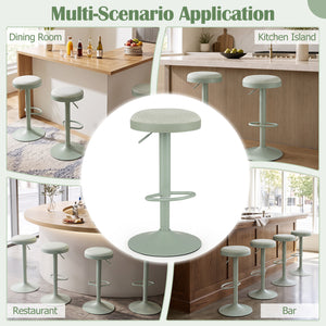 Set of 2 Kitchen Bar Stools with Height Adjustment Padded Seat and D-Shaped Footrest-Green view 7