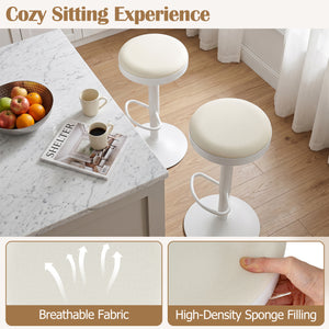 Set of 2 Kitchen Bar Stools with Height Adjustment Padded Seat and D-Shaped Footrest-White view 6