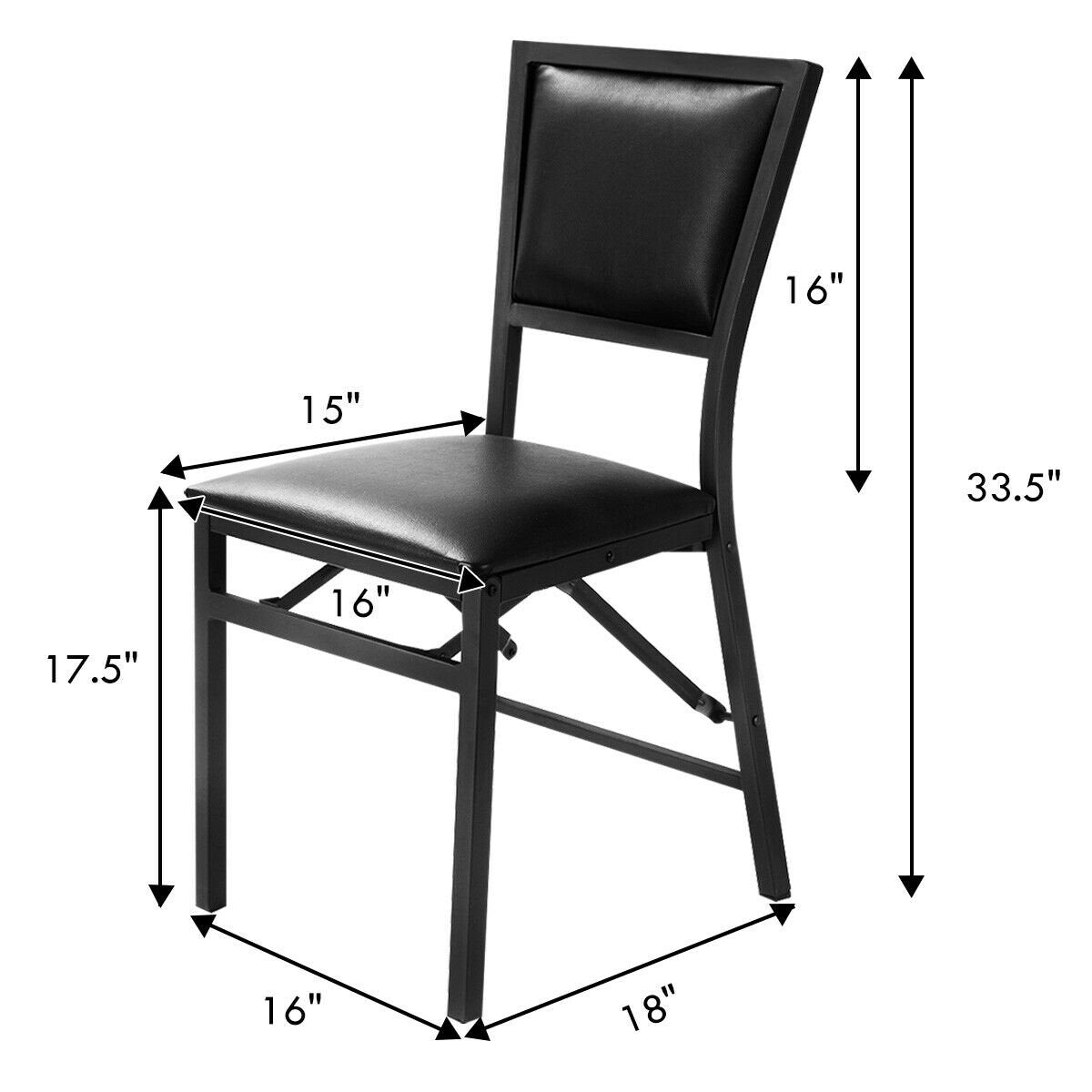 Set of 2 Metal Folding Dining Chair with Space Saving Design view 5