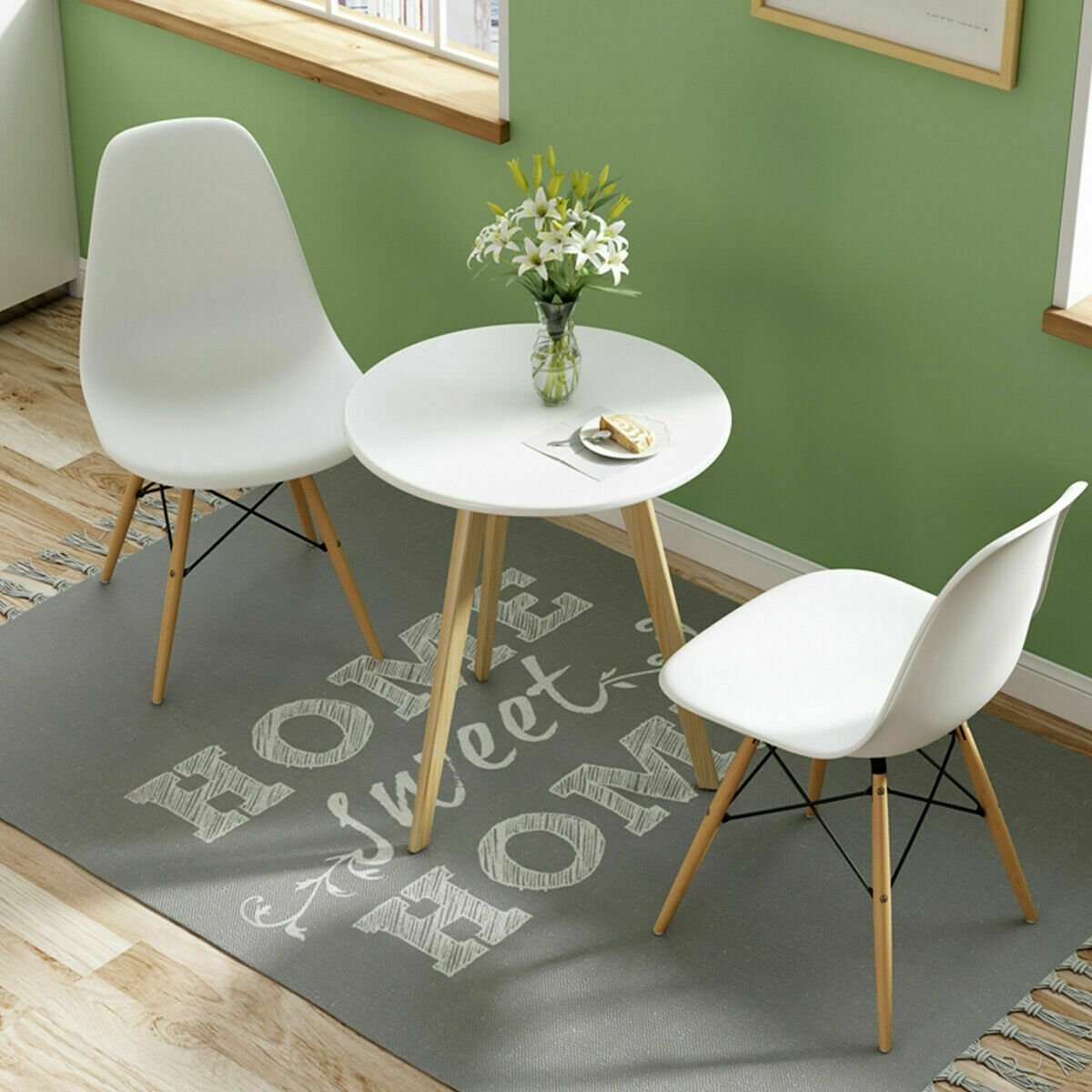 Set of 2 Mid-Century Modern DSW Dining Side Chair-Beige view 6