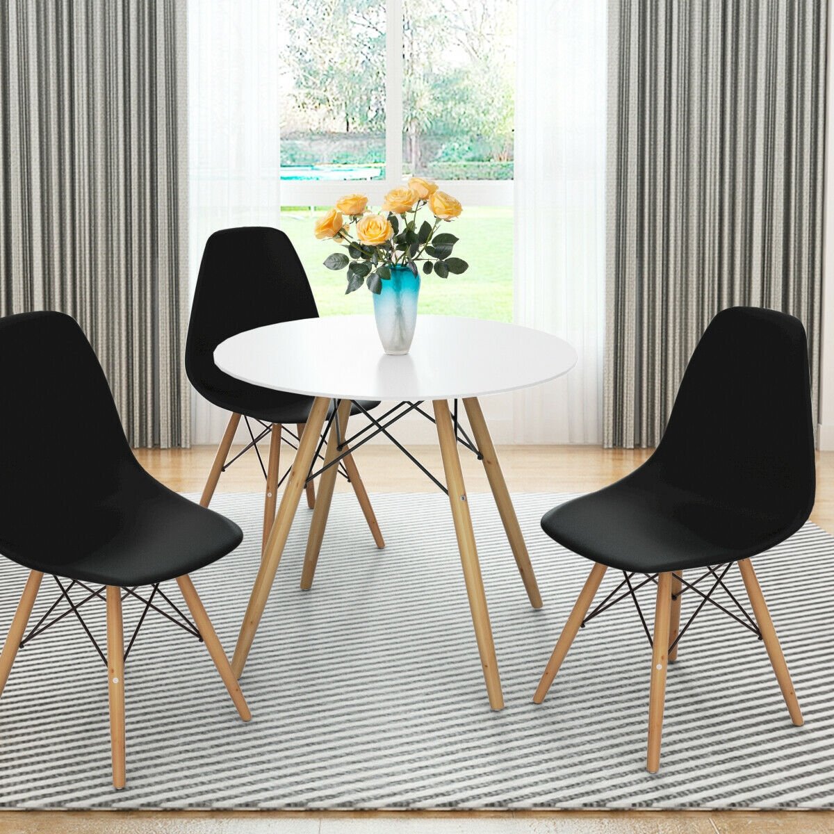 Set of 2 Mid-Century Modern DSW Dining Side Chair-Dark Black view 2