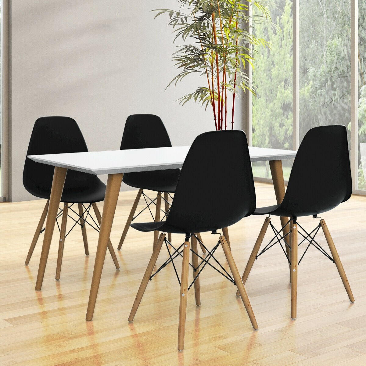 Set of 2 Mid-Century Modern DSW Dining Side Chair-Dark Black view 6