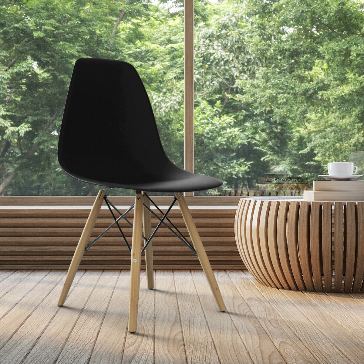 Set of 2 Mid-Century Modern DSW Dining Side Chair-Dark Black view 7