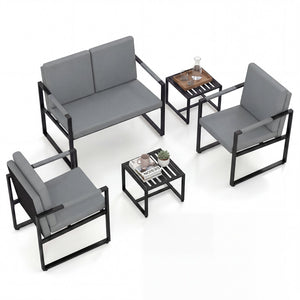 Set of 2 Mid Century Modern Single Sofa Chairs with Cushions-Gray view 4