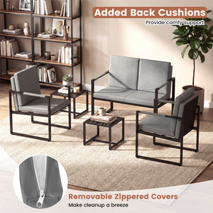 Set of 2 Mid Century Modern Single Sofa Chairs with Cushions-Gray view 7