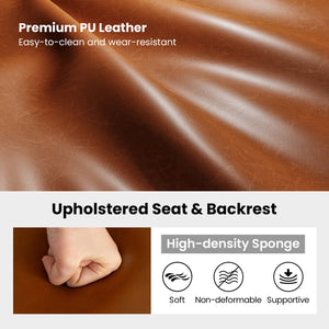 Set of 2 Modern Counter Height Stools 25 Inch Faux Leather Upholstered-Espresso view 7