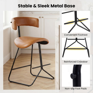 Set of 2 Modern Counter Height Stools 25 Inch Faux Leather Upholstered-Espresso view 9