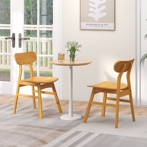 Set of 2 Modern Dining Chairs with Curved Backrest and Seat-Natural view 3