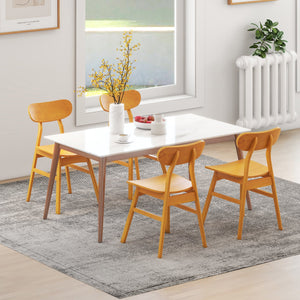 Set of 2 Modern Dining Chairs with Curved Backrest and Seat-Natural view 6