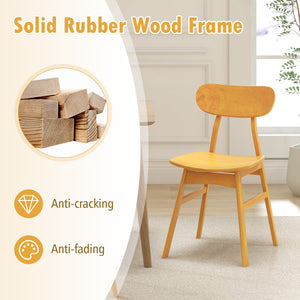 Set of 2 Modern Dining Chairs with Curved Backrest and Seat-Natural view 8