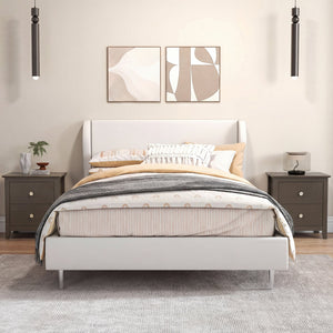 Set of 2 Modern Nightstand with 2 Drawers for Small Spaces-Rustic Brown view 3