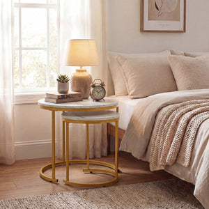 Set of 2 Modern Round Stacking Nesting Coffee Tables-Golden view 6